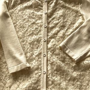 Beautiful cream cardigan ,lace type decoration in the front